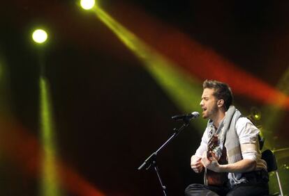 Pablo Albor&aacute;n, durante su actuaci&oacute;n en el Palacio de los Deportes. 