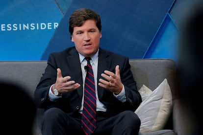 Fox personality Tucker Carlson speaks at the 2017 Business Insider Ignition