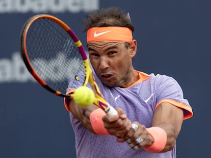 Nadal, este miércoles durante el partido contra De Miñaur en el Reial Club Tenis Barcelona.