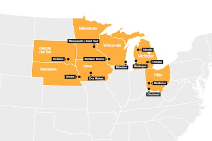 Los estados del Medio Oeste visitados para este reportaje