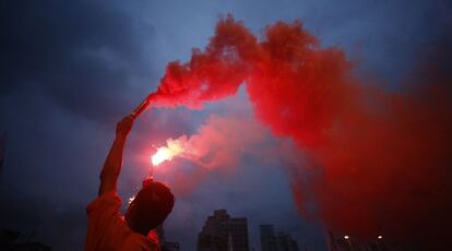 Un manifestante en una protesta en Sao Paulo. 