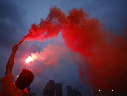 Un manifestante en una protesta en Sao Paulo. 