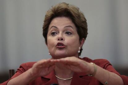 A presidenta Dilma em uma coletiva em Bras&iacute;lia. 