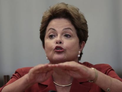 A presidenta Dilma em uma coletiva em Bras&iacute;lia. 