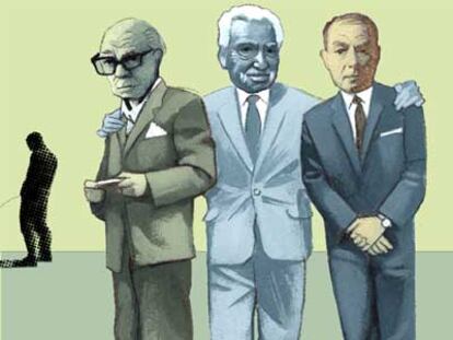 Ernesto Sábato, Jorge Amado y António Lobo Antunes, de izquierda a derecha.