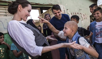 Angelina Jolie, durante su visita a Mosul.