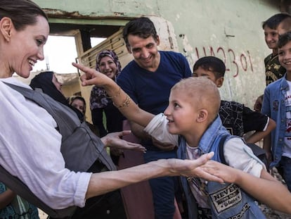 Angelina Jolie, durante su visita a Mosul.