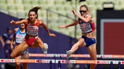 Sara Gallego, durante la semifinal de los 400m vallas de Múnich.