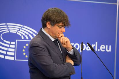 Carles Puigdemont, en el Parlamento Europeo en febrero.