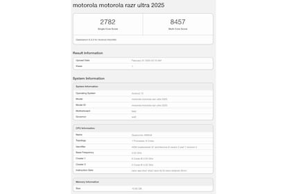 Motorola Razr Ultra 2025 en Geekbench