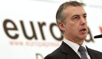 El presidente del PNV, Iñigo Urkullu, en un desayuno informativo en Madrid.