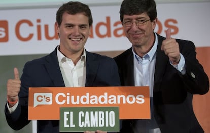 Albert Rivera i Juan Marin en un acte de campanya a Màlaga.