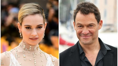 Los actores Lily James y Dominic West.