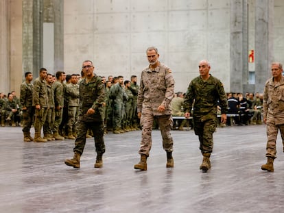 Felipe VI, este martes en la base del Ejército en Feria Valencia.