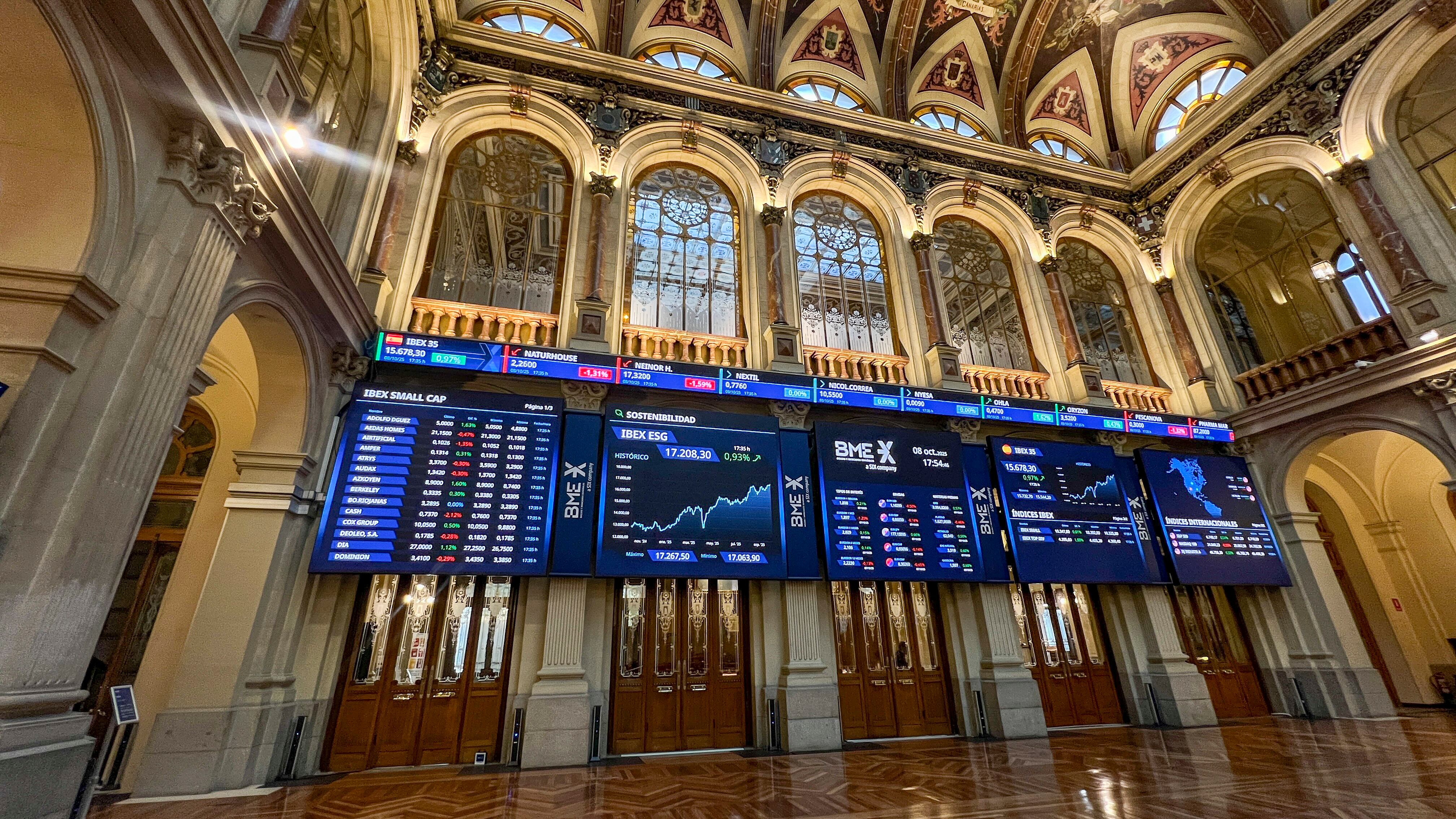 Interior de la Bolsa de Madrid.
