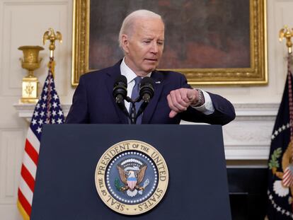El presidente de Estados Unidos, Joe Biden, durante su intervención en el Comedor de Estado de la Casa Blanca en Washington.