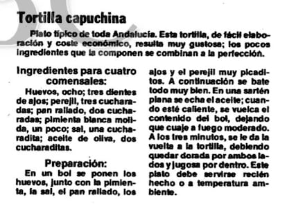 Tortilla capuchina al estilo económico