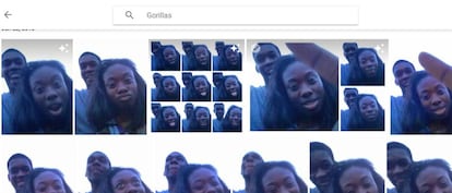 Resultados de Google Photos a la búsqueda "gorilas" del usuario que lo denunció.