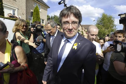 Puigdemont el pasado 28 de julio a su llegada a Waterloo.