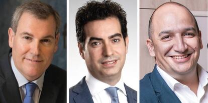 Emilio Rousaud, CEO de Factorenergia; Luis Cid, CEO de Opdenergy, y Juan José Sánchez, CEO de Capital Energy. 