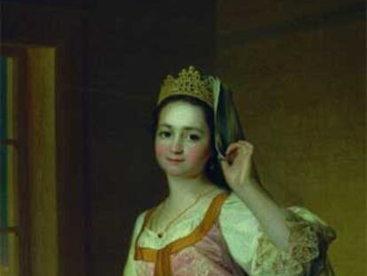 Retrato de Agafia Dimitrievna (Agasha) Levitskaya realizado por su padre, el artista Dimitri Levitski (1735-1822), en 1785.