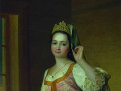 Retrato de Agafia Dimitrievna (Agasha) Levitskaya realizado por su padre, el artista Dimitri Levitski (1735-1822), en 1785.