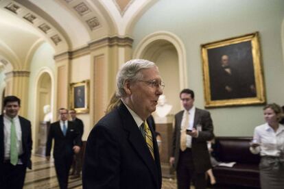 El líder de la mayoría republicana en el Senado, Mitch McConnell, este martes en el Capitolio.