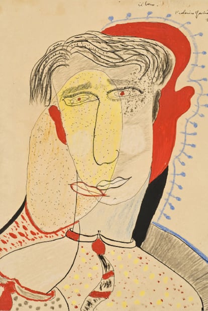 <i>El beso, </i><b>de García Lorca (1925),</b> obra presente en la exposición.