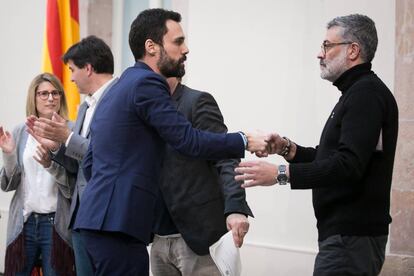 Roger Torrent, president del Parlament, i Carles Riera, de la CUP.