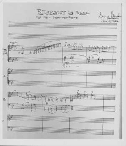 La partitura original de Rhapsody in Blue, de George Gershwin.