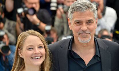 Jodie Foster e George Clooney, nesta quinta em Cannes.