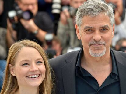 Jodie Foster e George Clooney, nesta quinta em Cannes.