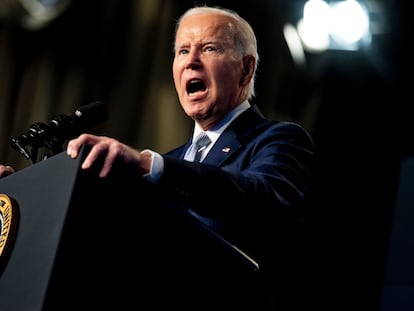Joe Biden durante un discurso, este martes en Washington.