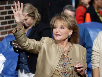 Barbara Walters durante su intervención en el programa de David Letterman en 2015.