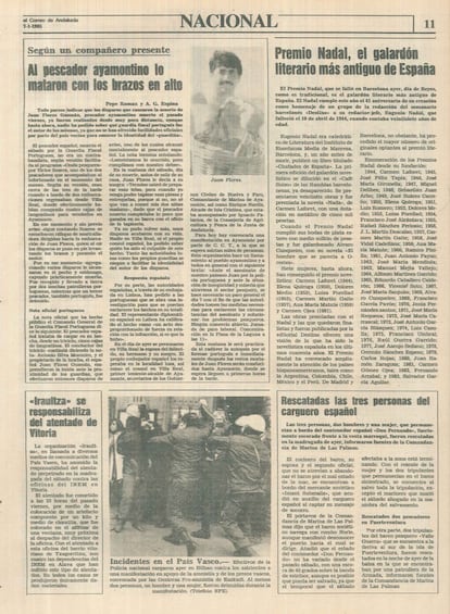 Página de 'El correo de Andalucía' del 7 de enero de 1985 en la que se recoge la historia de Flores.