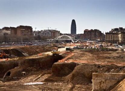 Las obras actuales en la zona de la Sagrera.