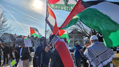 Manifestación propalestina en Hamtramck, Míchigan.