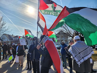 Manifestación propalestina en Hamtramck, Míchigan.