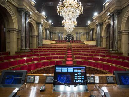 Hemiciclo vac&iacute;o del Parlament de Catalu&ntilde;a.
 