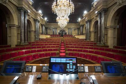 Hemiciclo vac&iacute;o del Parlament de Catalu&ntilde;a.
 