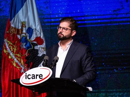 Gabriel Boric, presidente de Chile, habla durante el Encuentro Nacional de la Empresa en Santiago.