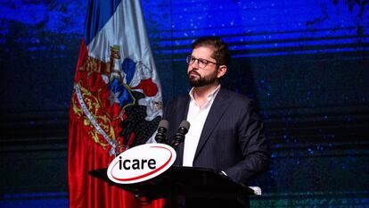 Gabriel Boric, presidente de Chile, habla durante el Encuentro Nacional de la Empresa en Santiago.