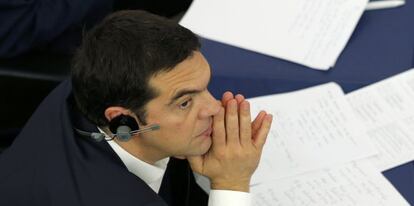 El primer ministro griego, Alexis Tsipras durante un debate en el Parlamento Europeo.