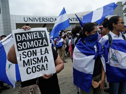 Manifestación contra Daniel Ortega en la Universidad Centroamericana de Managua en agosto de 2018.