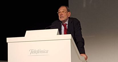 Javier Solana, durante su intervención en la jornada de la Fundación Esys.