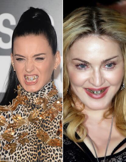 El Grillz dental, o esa tendencia bucal que nunca debió aterrizar en la boca de las cantantes. Desde Katy Perry a Rita Ora, pasando por Madonna o las chicas de Beyoncé en su último álbum, la joyería bling bling bucal ha sido uno de los desastres estilísticos de 2013.