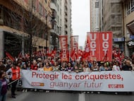 Manifestación del Primero de Mayo en Valencia, en 2025.