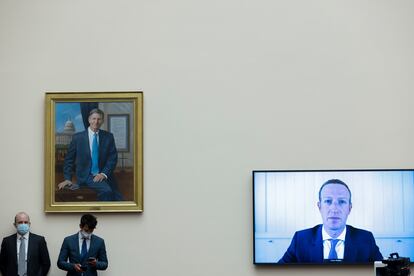 Mark Zuckerberg, durante su declaración ante  el Congreso de Esrados Unidos.