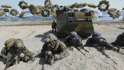 Imagen de archivo de maniobras militares conjuntas entre Corea del Sur y Estados Unidos.