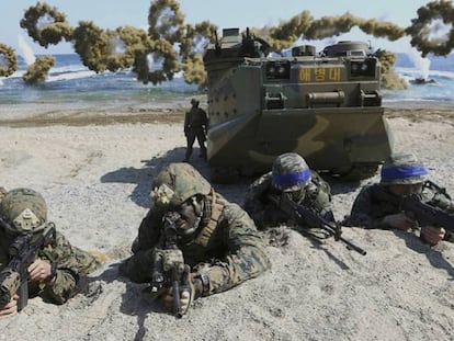 Imagen de archivo de maniobras militares conjuntas entre Corea del Sur y Estados Unidos.